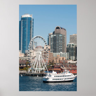 Affiches USA, Wa, Seattle. Bateau de croisière du port d'A