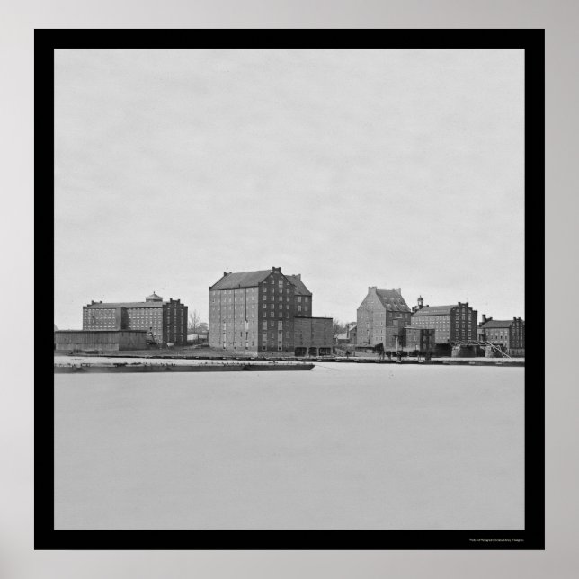 Affiches Usines sur la rivière James à Richmond, VA 1865 (Devant)
