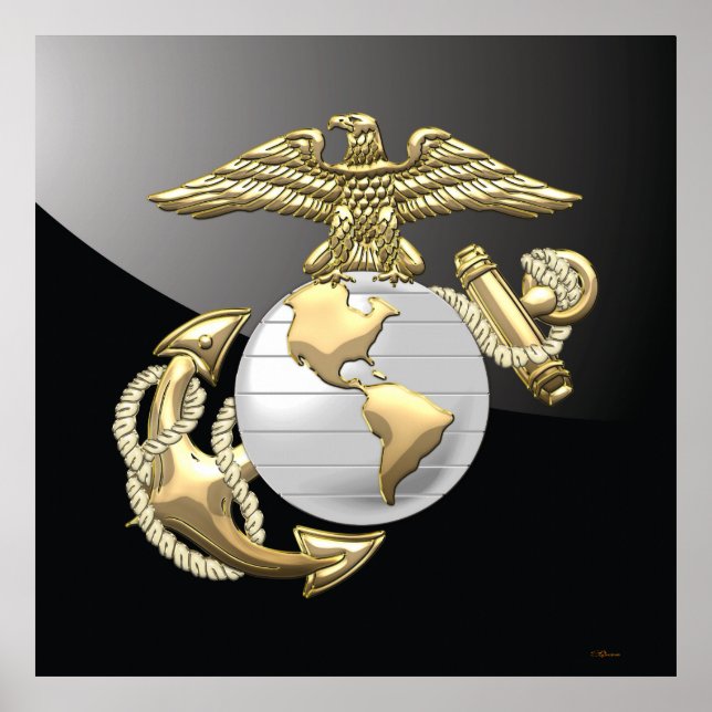 Affiches USMC Eagle, Globe & Ancre (EGA) [3D] (Devant)