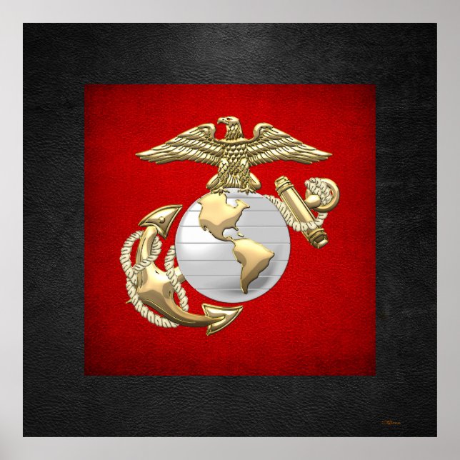 Affiches USMC Eagle, Globe & Ancre (EGA) [3D] (Devant)