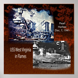 Affiches USS West Virgina, Pearl Harbor 1941 Petit