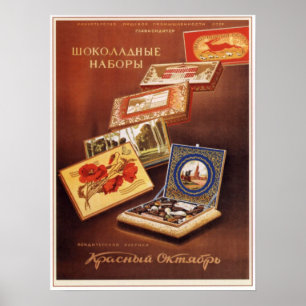 Affiches USSR Soviet Chocolate Sets Advertising 1950