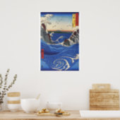 Affiches Utagawa Hiroshige, Brise de mer sauvage sur les ro (Kitchen)