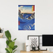 Affiches Utagawa Hiroshige, Brise de mer sauvage sur les ro (Home Office)
