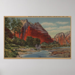 Affiches Utah - Le mont Majestic et l'atterrissage de l'ang