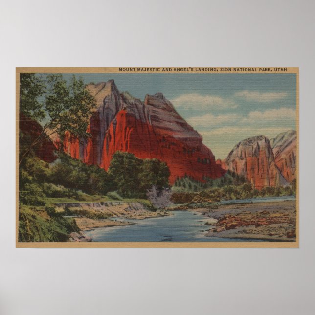 Affiches Utah - Le mont Majestic et l'atterrissage de l'ang (Devant)