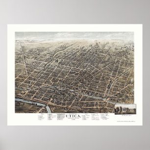 Affiches Utica, NY Carte panoramique - 1873