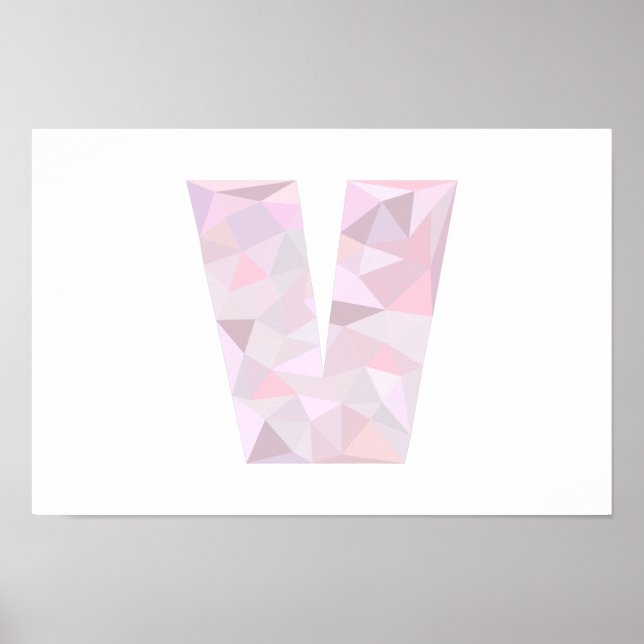 Affiches V - Triangles Poly Faible - Gris Violet Rose Neutr (Devant)