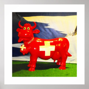 Affiches vache suisse rouge