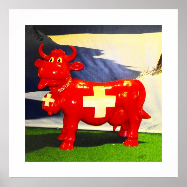 Affiches vache suisse rouge (Devant)