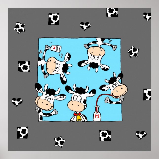 Affiches Vaches buvant du lait (Devant)
