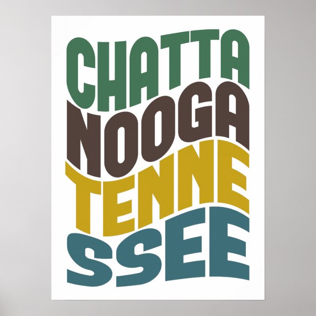 Affiches Vague rétro Chattanooga Tennessee (Devant)