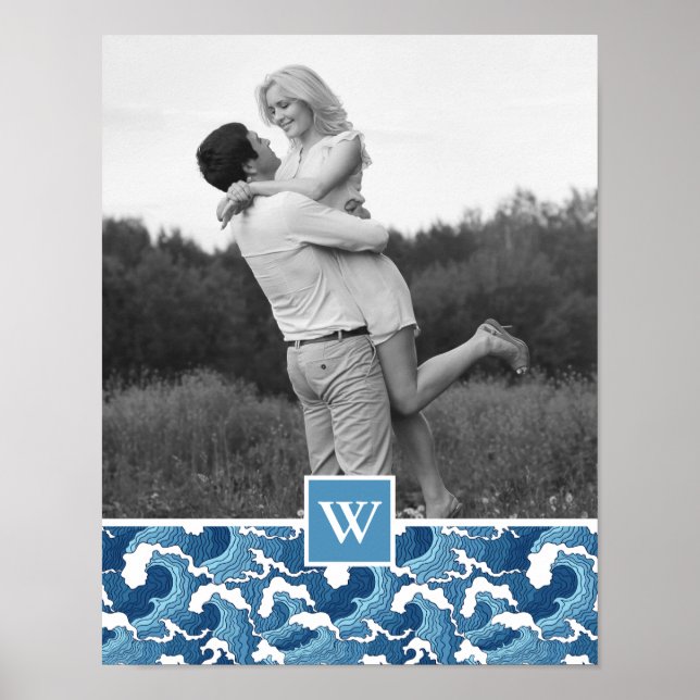 Affiches Vagues Abstraites | Photo avec Monogram| Monogram (Devant)