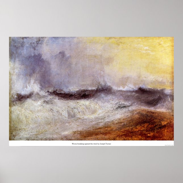Affiches Vagues brisant contre le vent par Joseph Turner (Devant)