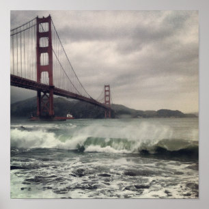 Affiches Vagues de Golden Gate 12" x 12"
