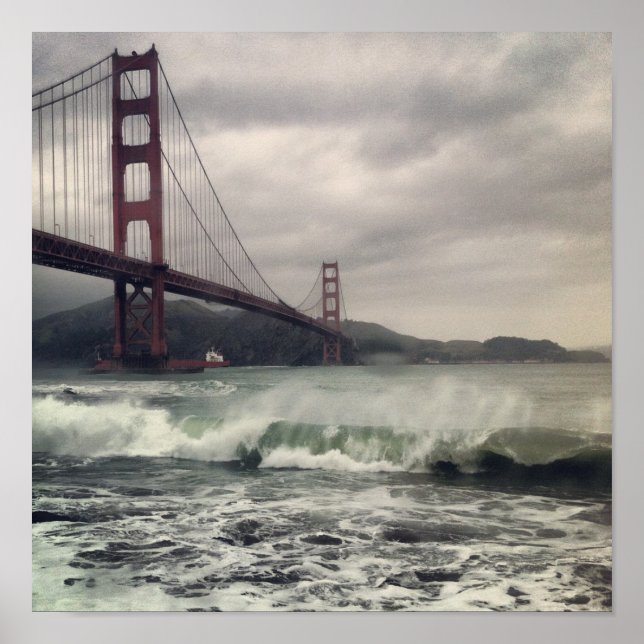 Affiches Vagues de Golden Gate 12" x 12" (Devant)