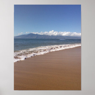 Affiches Vagues hawaïennes, île éloignée, sable de plage,