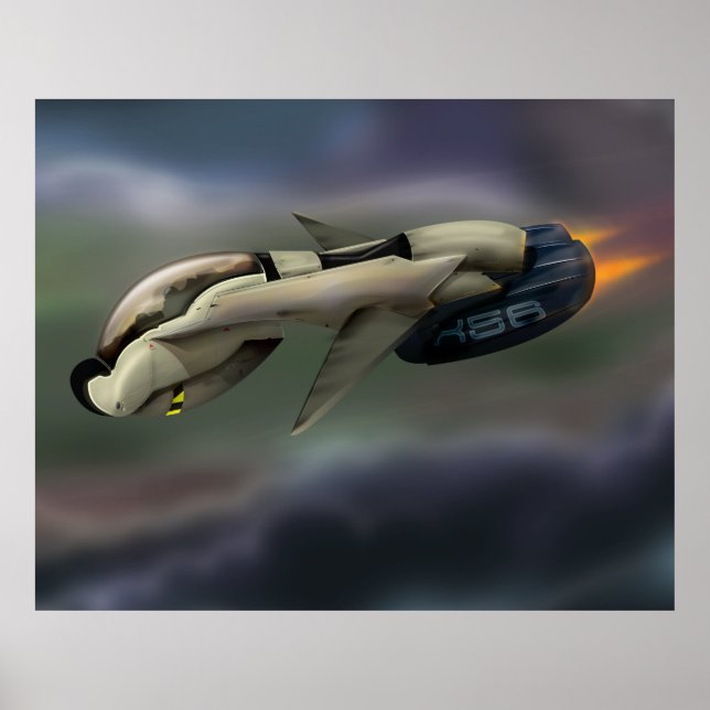 Affiches Vaisseau spatial volant à travers une planète (Devant)