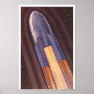 Affiches Vaisseaux spatiaux de science-fiction vintage fusé