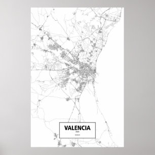 Affiches Valence, Espagne (noir sur blanc)