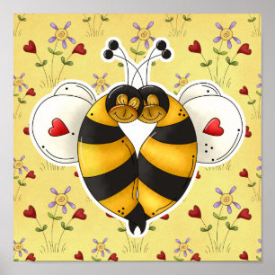 Affiches Valentine Accrocher les abeilles en amour