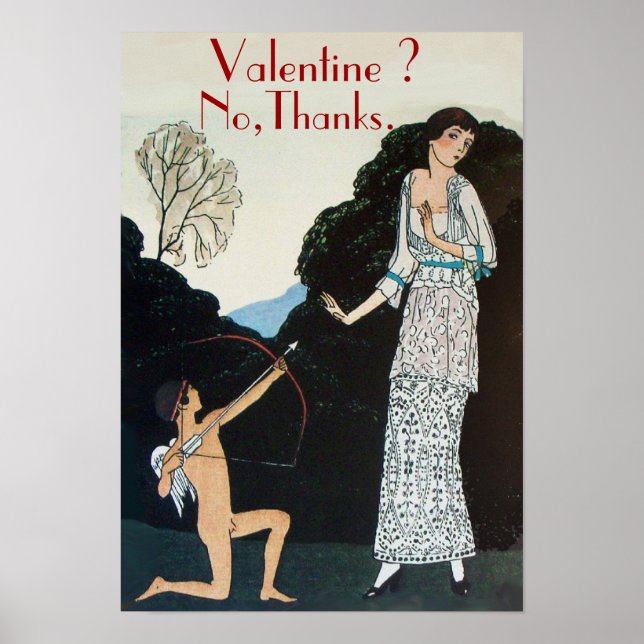 AFFICHES VALENTINE ? NON, MERCI / RETRO ANTI SAINT-VALENTIN (Devant)