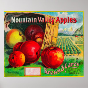 Affiches Vallée Apple LabelHamilton, la TA de montagne