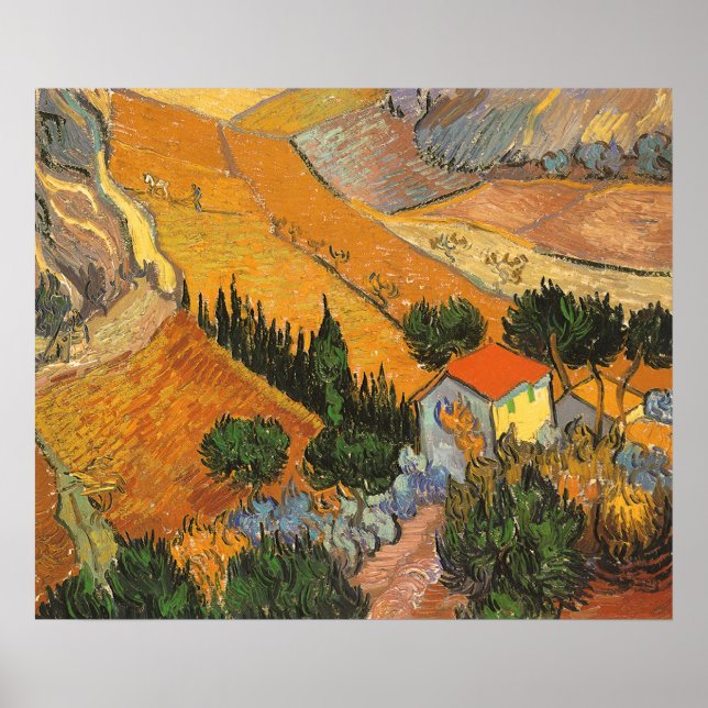 Affiches Vallée avec Plowman par Vincent van Gogh (Devant)