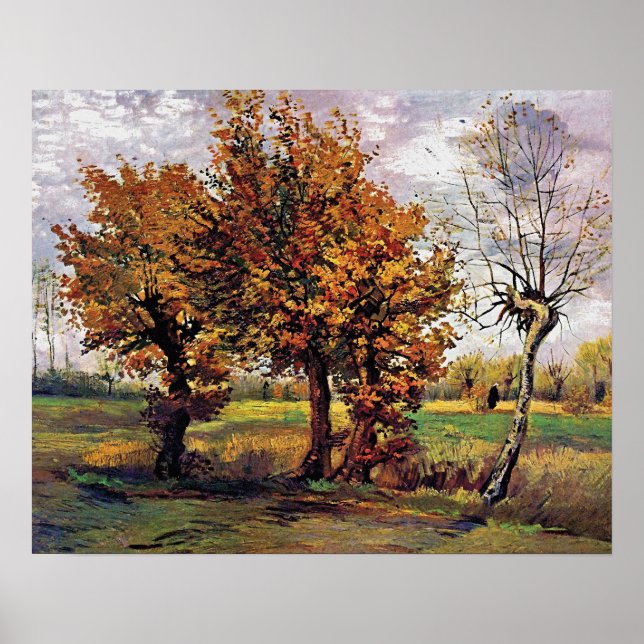 Affiches Van Gogh - Autumn Landscape With Four Trees (Devant)