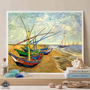Affiches Van Gogh Bateaux de pêche sur la plage de Saintes