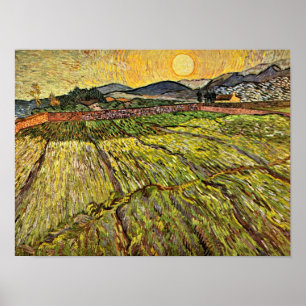 Affiches Van Gogh - Champ fermé avec soleil levant