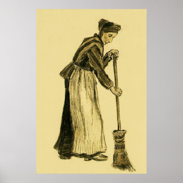 Affiches Van Gogh Femme au Broom Fine Art (Devant)
