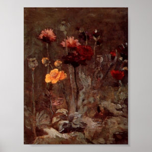 Affiches Van Gogh - la vie toujours avec Scabiosa et