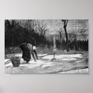 Affiches Van Gogh - Une femme qui fait la lessive sur un te