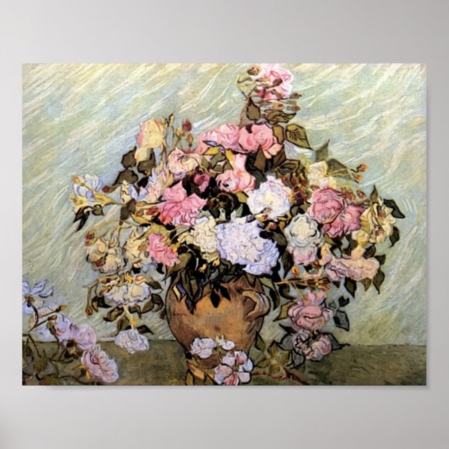 Affiches Van Gogh - Vase de la vie morte avec Roses (Devant)