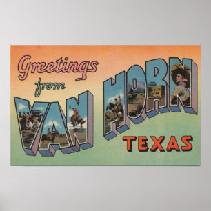 Affiches Van Horn, Texas - Scènes de grandes lettres