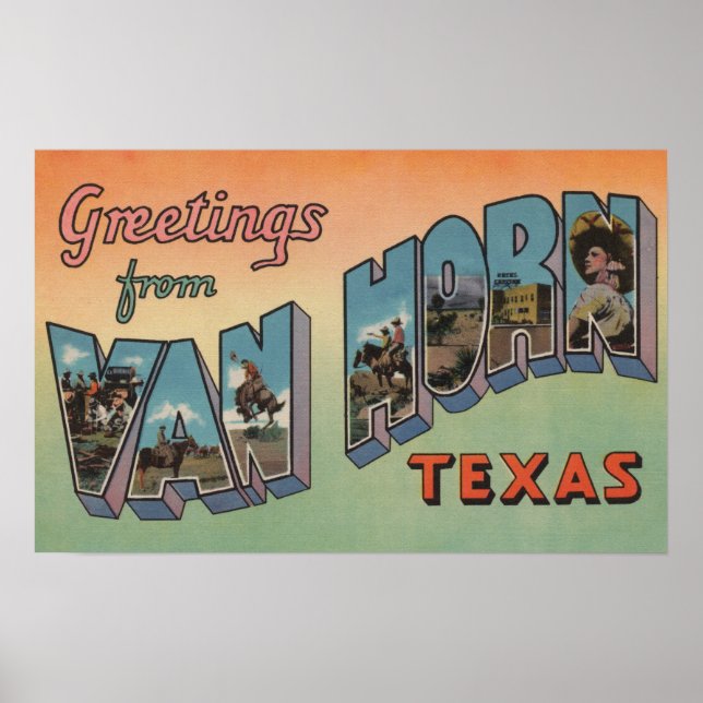Affiches Van Horn, Texas - Scènes de grandes lettres (Devant)
