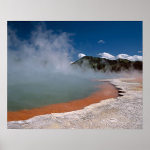 Affiches Vapeur s'élevant de Champagne Pool à WAI-O-TAPU