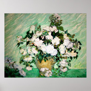 Affiches Vase à Van Gogh avec l'affiche rose de roses