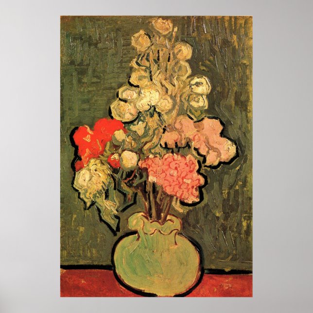 Affiches Vase à vie morte avec Rose-potence par Van Gogh (Devant)