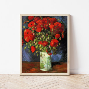 Affiches Vase avec des papillons rouges Vincent Van Gogh