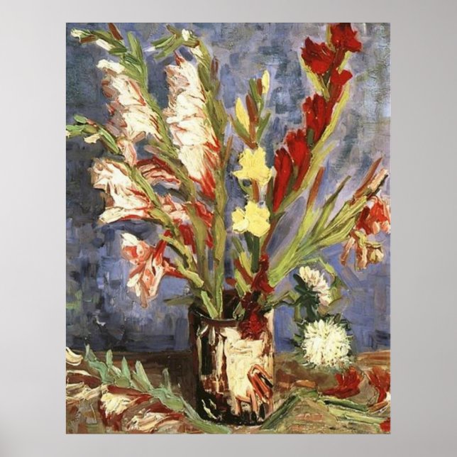 Affiches Vase avec Gladioli 1886, Vincent van Gogh (Devant)