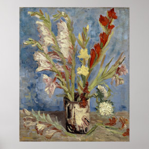 Affiches Vase avec Gladioli et chinois Asters par Van Gogh