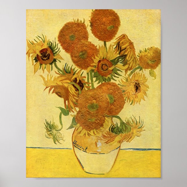 Affiches Vase avec quinze tournesols, Van Gogh Art (Devant)