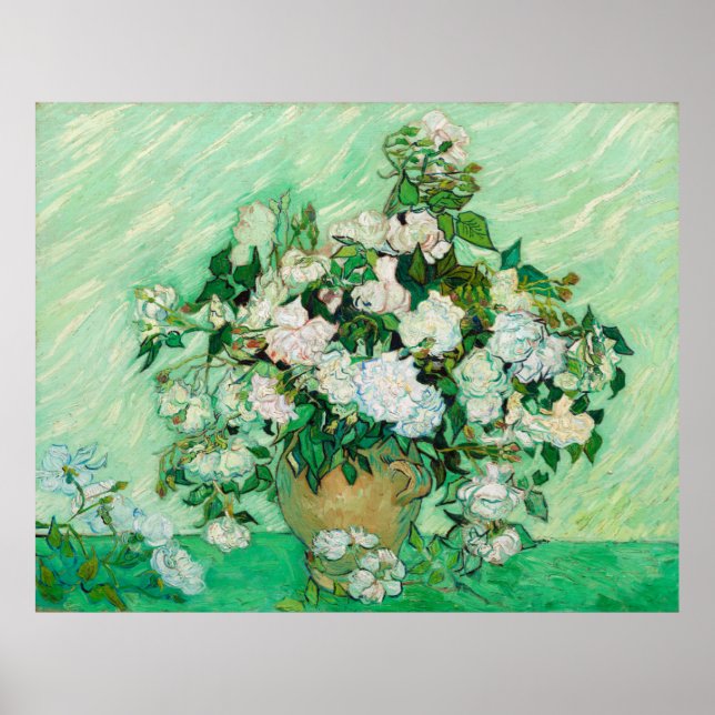 Affiches Vase avec Roses par Vincent Van Gogh (Devant)