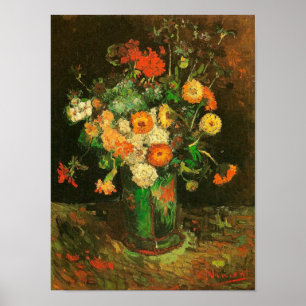 Affiches Vase avec Zinnias & Geraniums Van Gogh Art