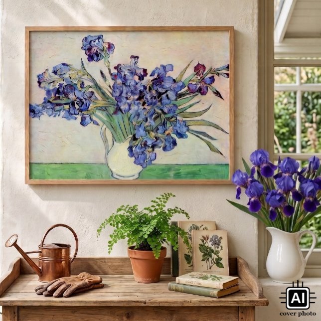Affiches Vase de fleurs avec Iris par Vincent van Gogh (Still Life: Vase with Irises by Vincent van Gogh is a vintage fine art post impressionism painting.)