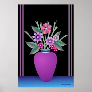 Affiches Vase pourpre avec les fleurs colorées