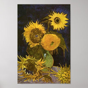 Affiches Vase Still Life Cinq tournesols Van Gogh Art