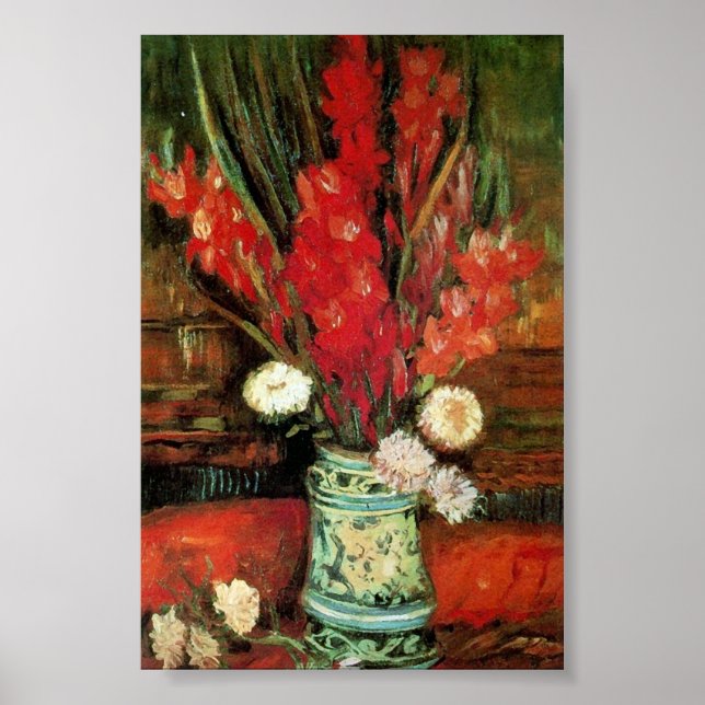 Affiches Vase with Red Gladioli Van Gogh Fine Art (Devant)